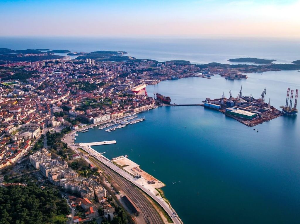 Panorama of beautiful Pula, Croatia, picture taken from the air