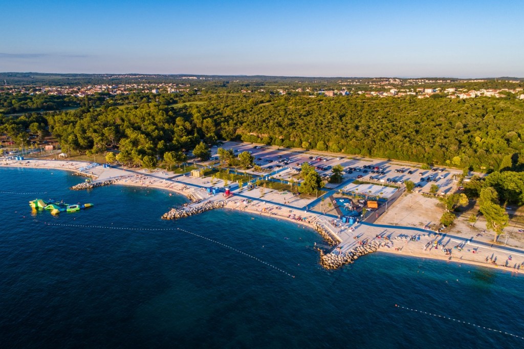 Beach Hidrobaza in Pula, Croatia, very close to the Lampuga Fitness Camp